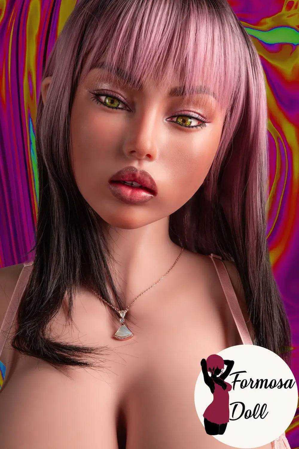 Lillian - Torse sexuel asiatique en TPE 30 kg (66,1 lb) avec tête en silicone et cheveux roses