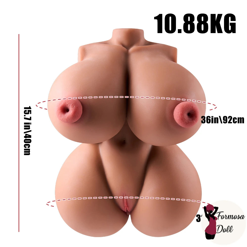 Tan Big Lucy 10,88 kg (23,99 lb) - Poupée sexuelle exotique avec torse bronzé et pénétration des tétons