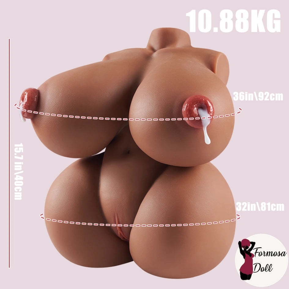 Tan Big Lucy 10,88 kg (23,99 lb) - Poupée sexuelle exotique avec torse bronzé et pénétration des tétons