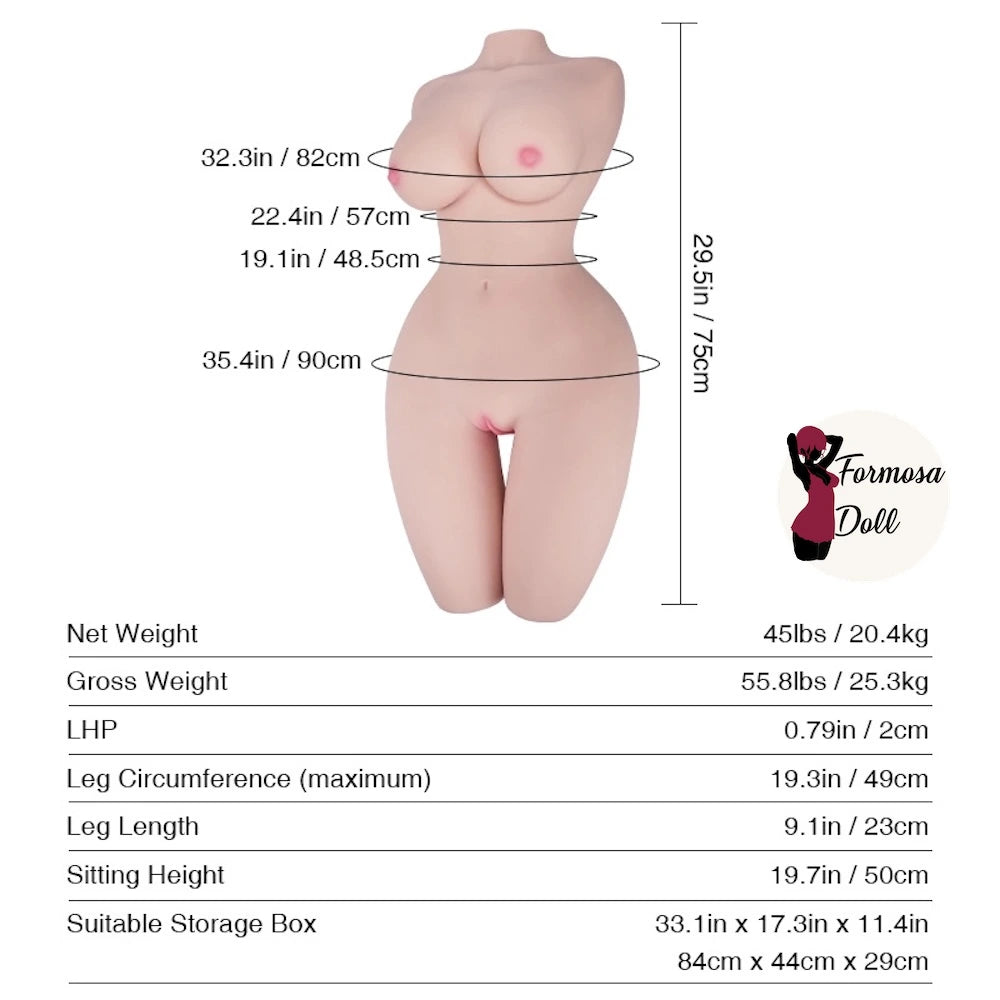 Ruka Momoto - Torse japonais grandeur nature Obokozu, 20,4 kg (45 lb) | STOCK US