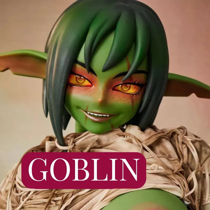Fantasy goblin sex doll collection featuring silicone goblin girl models with pointed ears and stylised collector designs