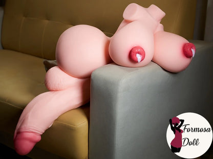 Lucy - Bambola del sesso Futanari da 20 kg (44 libbre) con ingresso profondo del capezzolo