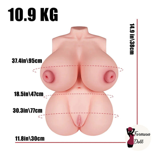 Big Lucy 10,88 kg (23,99 lb) - Poupée sexuelle avec torse masturbateur et pénétration des tétons