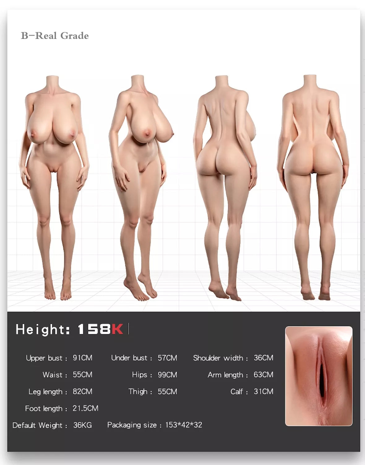 Mei BBW Silicone Sex Doll with Blonde Short Hair - 158 cm