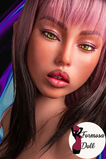 Lillian - Torse sexuel asiatique en TPE 30 kg (66,1 lb) avec tête en silicone et cheveux roses 