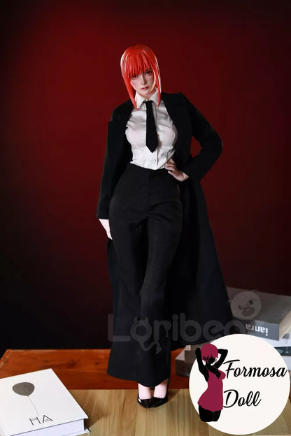 71.5 cm Makima mini sex doll with red hair, included cosplay outfit and compact anime doll body