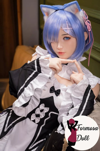 Reem - Rem Cosplay Sex Doll in Silicone by MRLDOLL with Outfit Included - 146cm