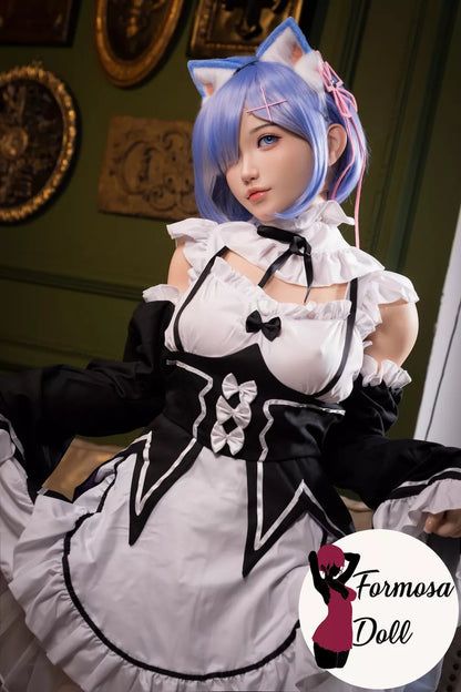 Reem - Rem Cosplay Sex Doll in Silicone by MRLDOLL with Outfit Included - 146cm