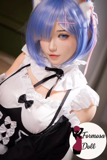 Reem - Rem Cosplay Sex Doll in Silicone by MRLDOLL with Outfit Included - 146cm