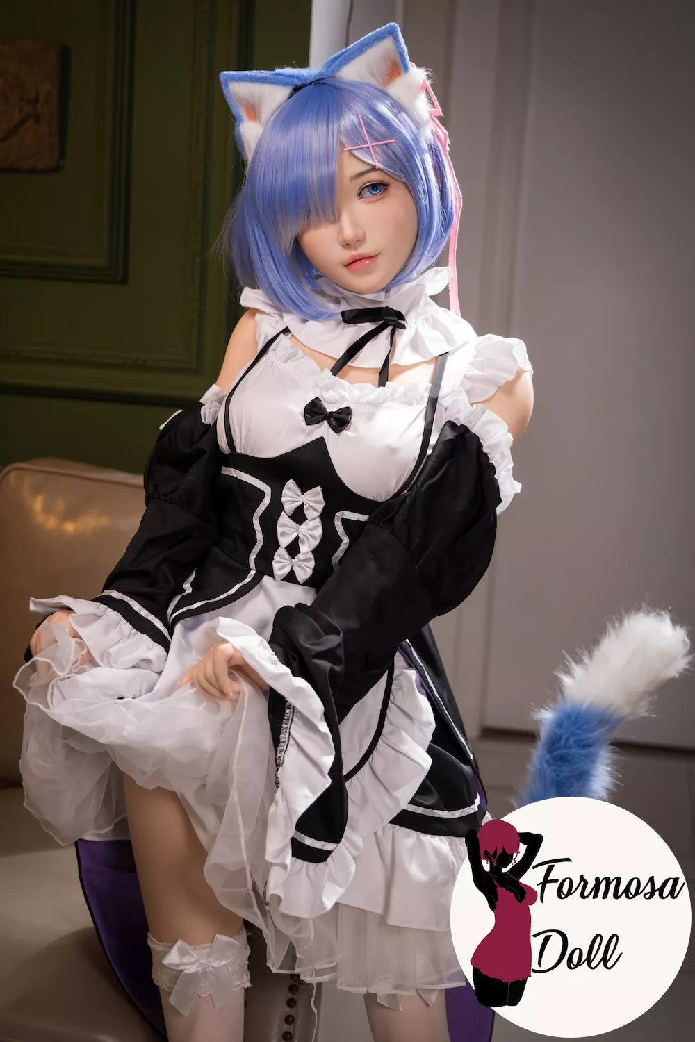 Reem - Rem Cosplay Sex Doll in Silicone by MRLDOLL with Outfit Included - 146cm