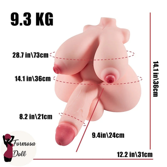 Robin - 9,3 kg (20,5 lb) Gros torse sexuel Futa avec tétons de plaisir