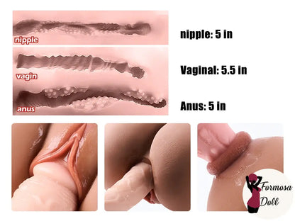 Tan Big Lucy 10,88kg (23,99lbs) - Bambola del Sesso con Torace Esotico, Pelle Abbronzata e Penetrazione del Capezzolo